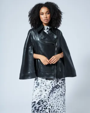 Moto Recycled Leather Cape