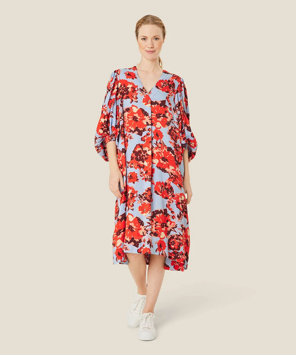 Nalo Smock-Sleeve Midi Dress