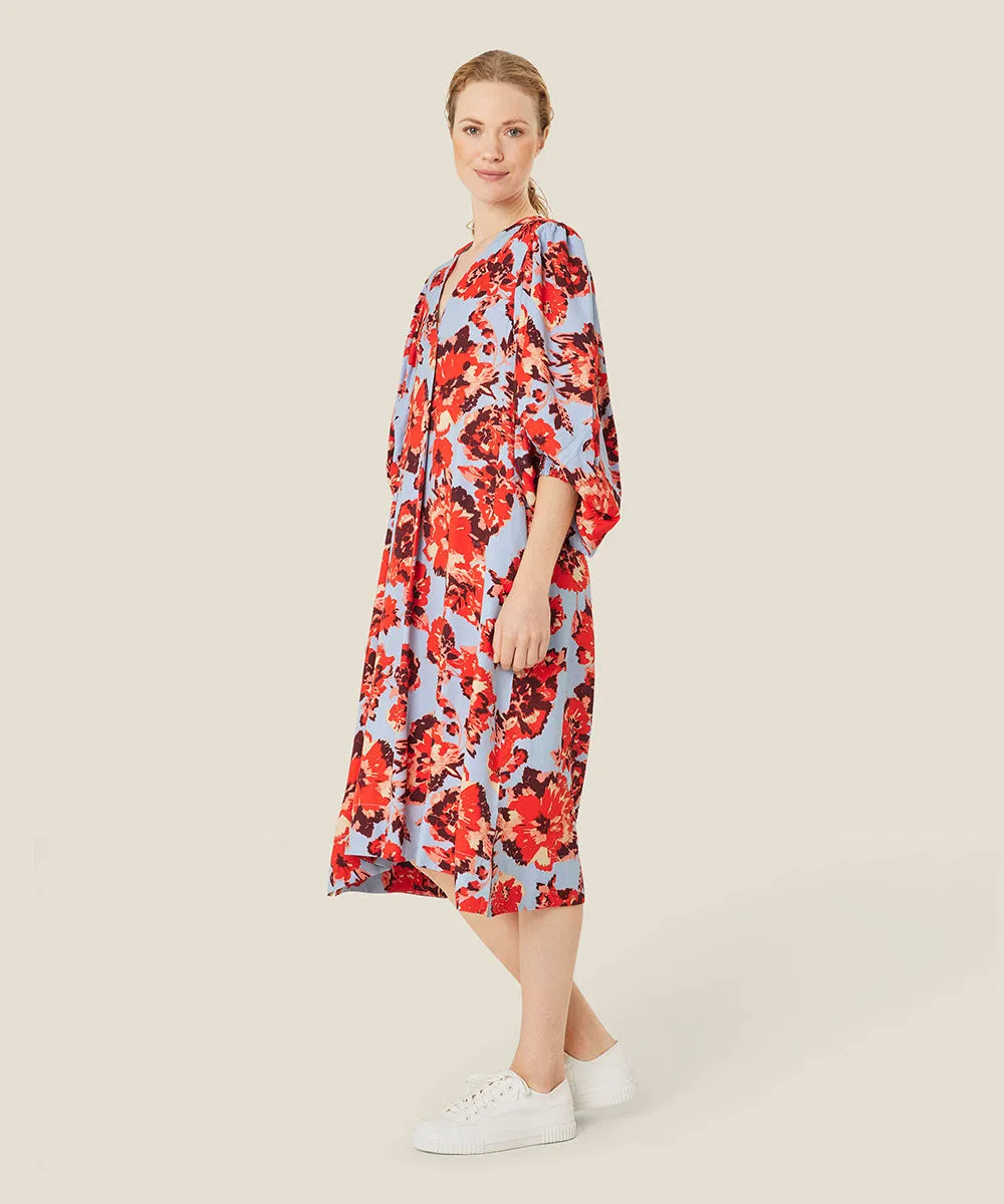 Nalo Smock-Sleeve Midi Dress