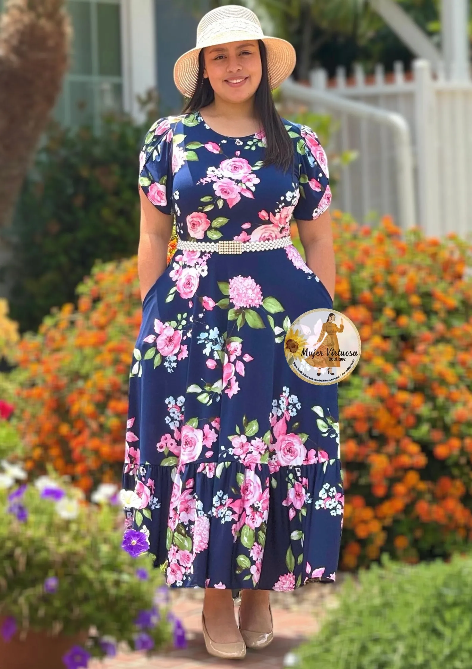 Navy Floral Summer Maxi Dress