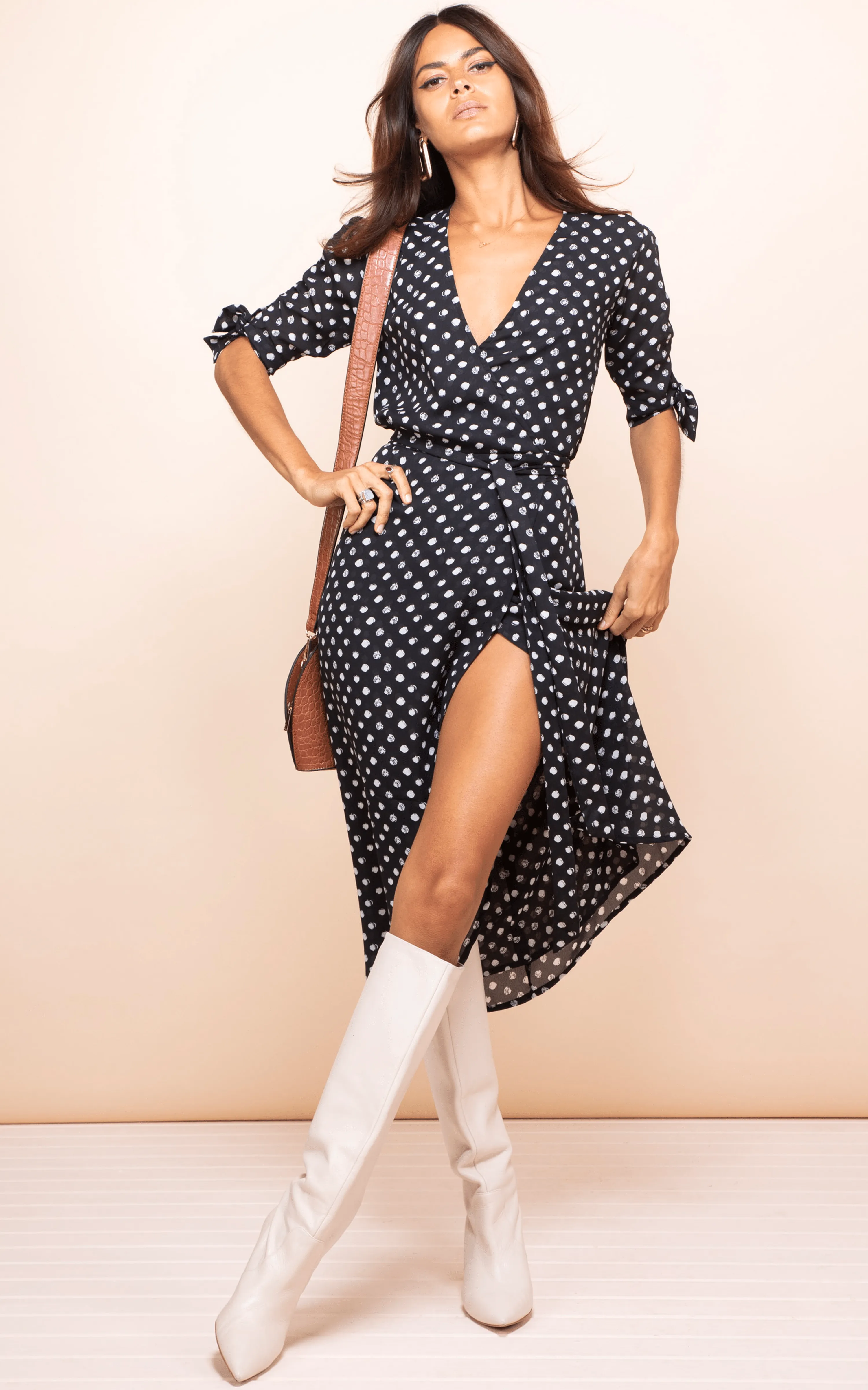 Olivera Midi Dress in Black Polka Dot