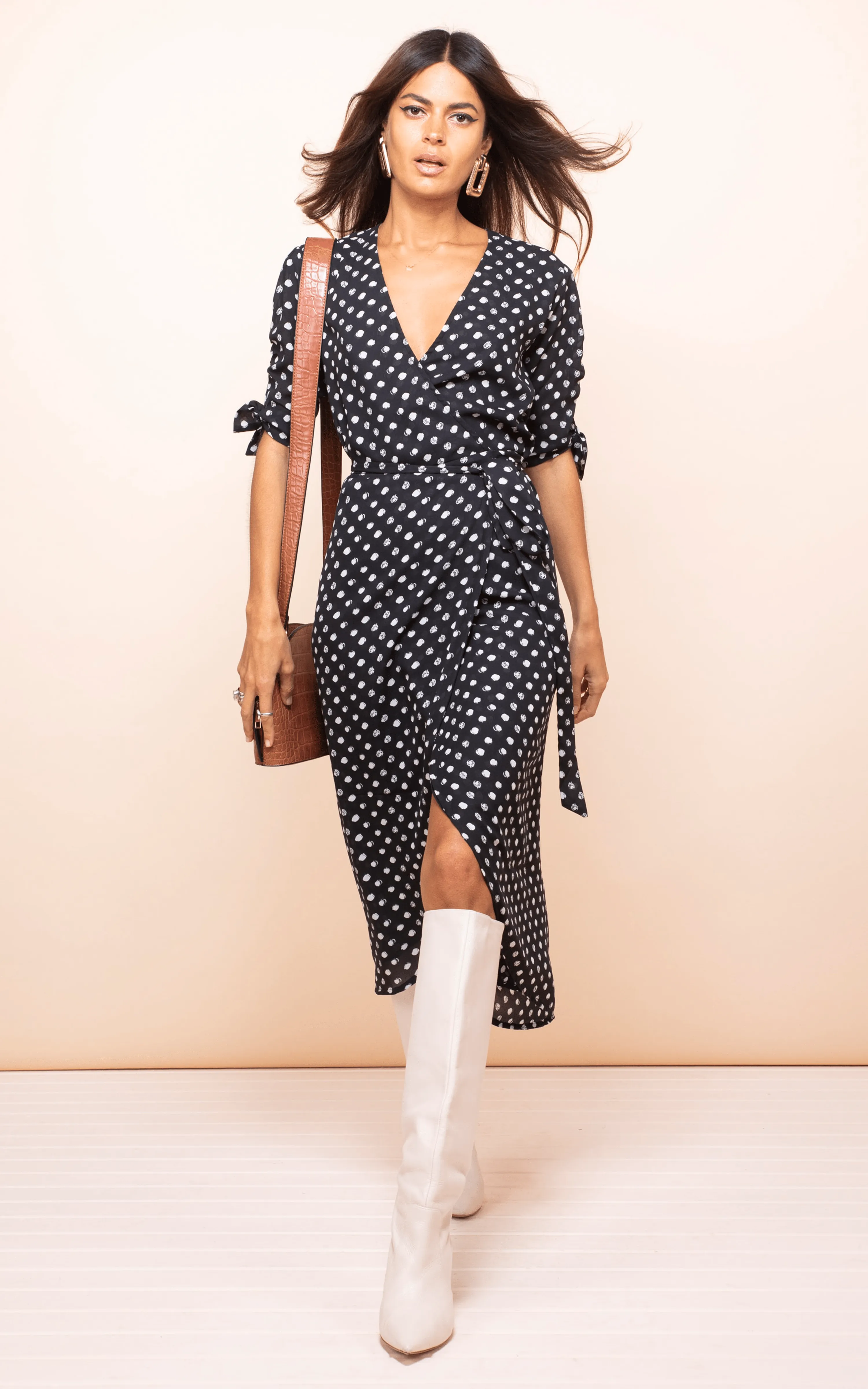 Olivera Midi Dress in Black Polka Dot