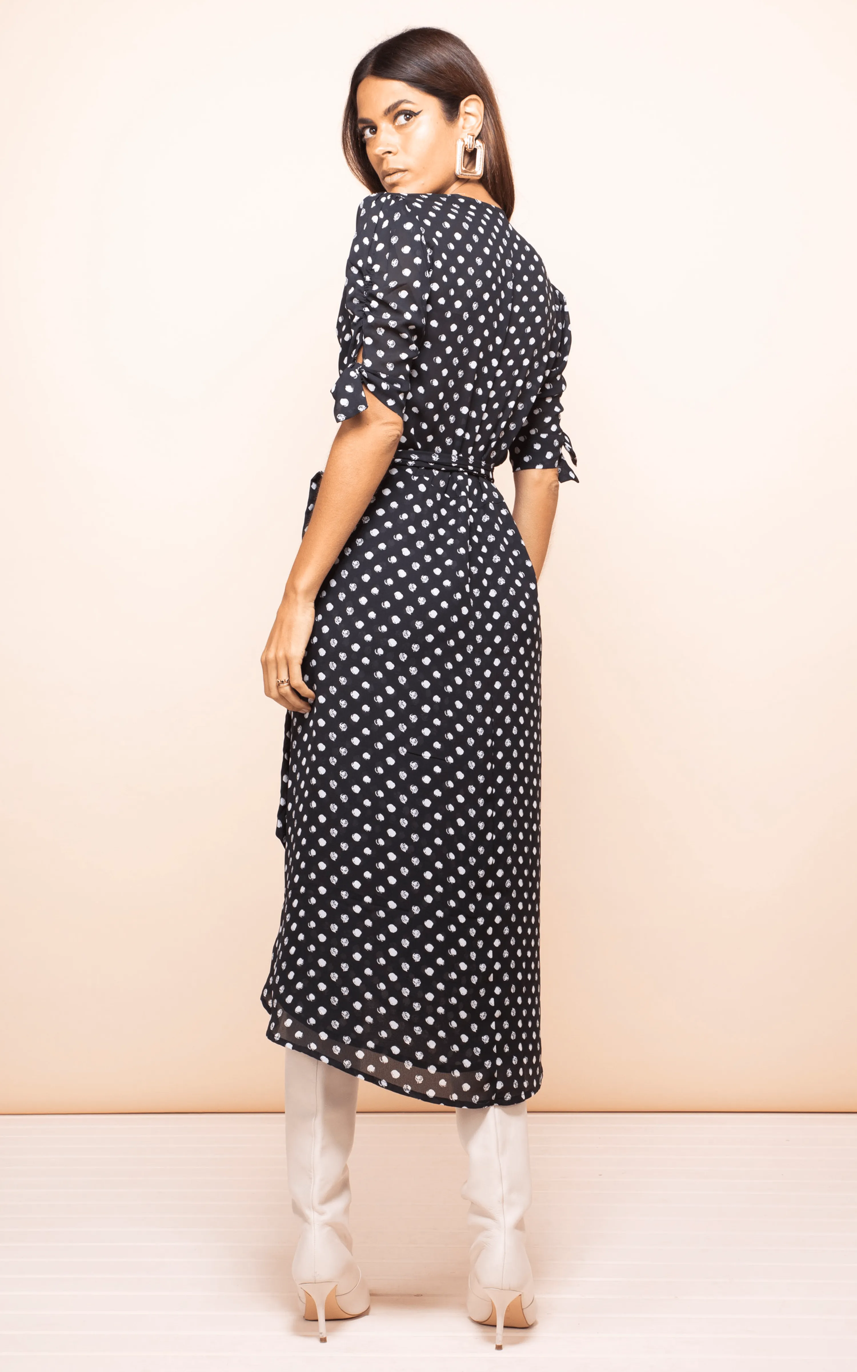 Olivera Midi Dress in Black Polka Dot