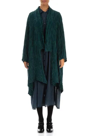 Open Emerald Circle Silk Linen Jacket