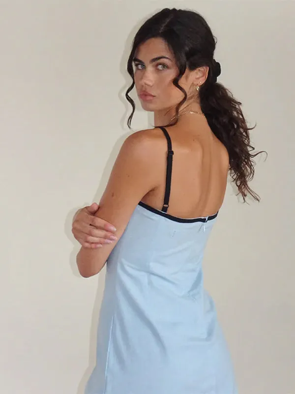 Plasina Mini Dress: Linen Blue