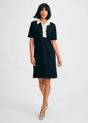 Ponte Ruffle Shirtdress