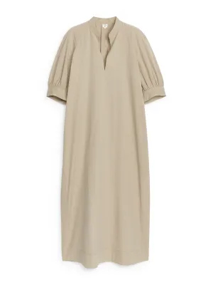 Puff-sleeve maxi dress