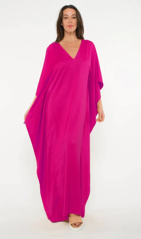 Ripley Rader Satin Crepe Caftan Fuchsia