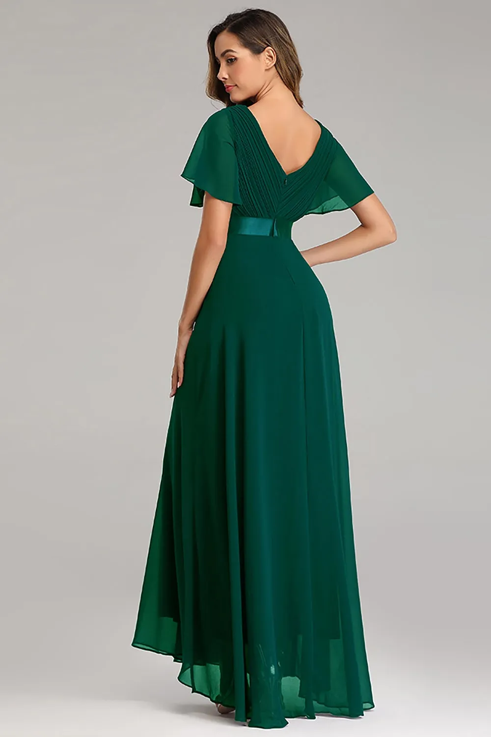 Ruffles Sleeve Pleats Chiffon Bridesmaid Dresses