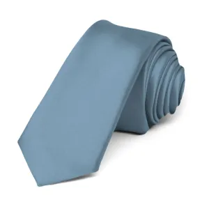 Serene Blue Premium Skinny Necktie, 2" Width