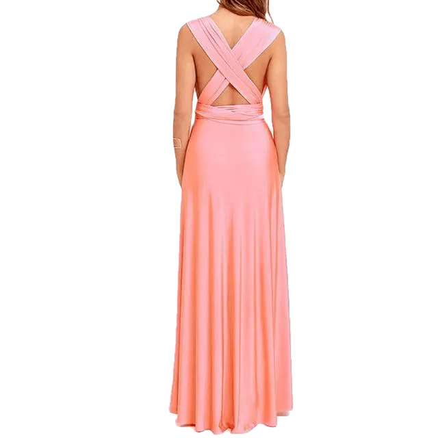 Sexy Formal Backless Convertible Maxi Dress For Multi Way Wrap