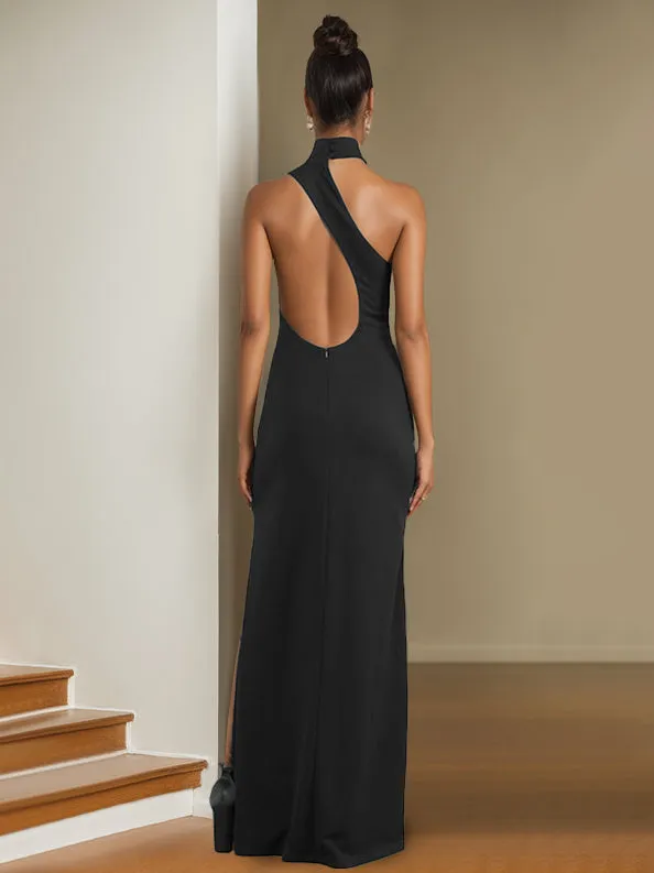 Sexy One Shoulder Sleeveless Mermaid Evening Dresses with Split Side