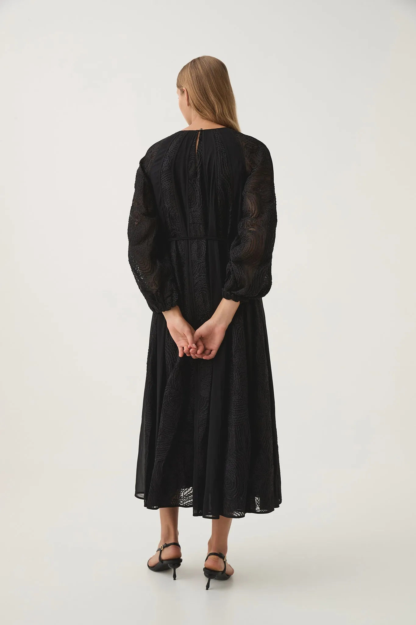 Soleil Blouson Lace Midi Dress