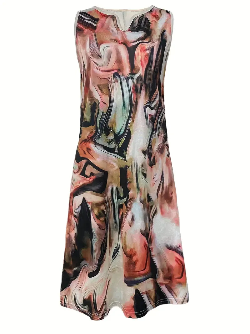 STELLA | SLEEVELESS DRESS WITH ABSTRACT PRINT