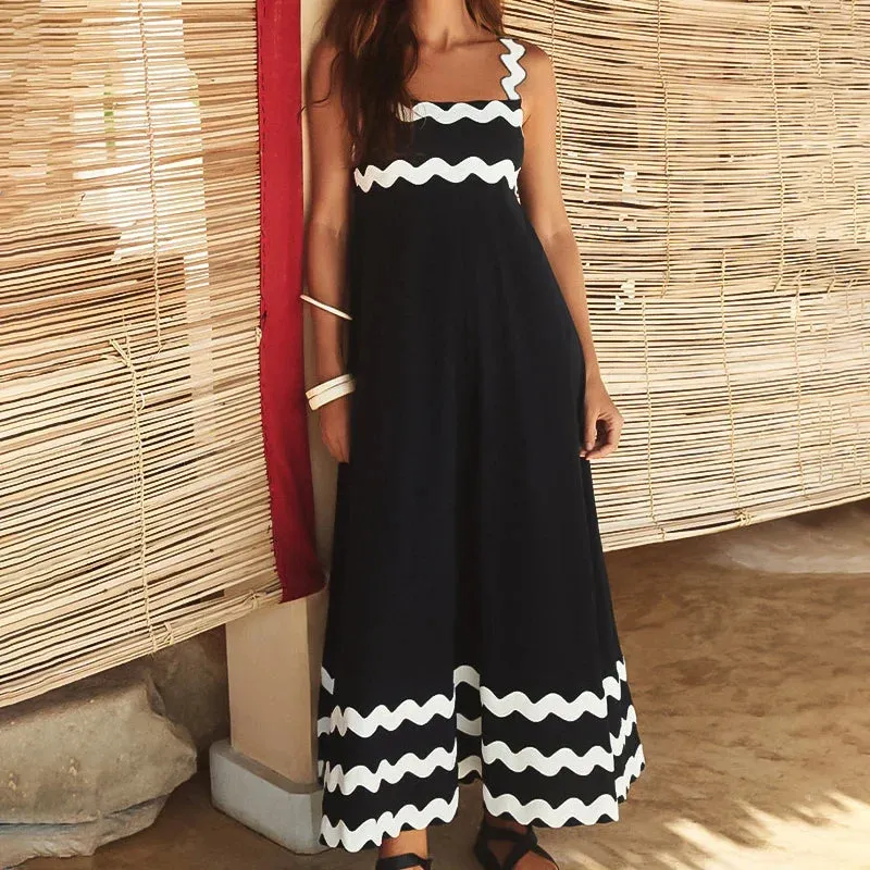 Strap Spaghetti Bohemian Backless Printed Beach Party Summer Sleeveless Dress