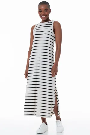 Striped Midi Dress _ 152163 _ Stone