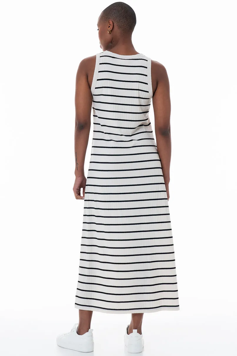 Striped Midi Dress _ 152163 _ Stone