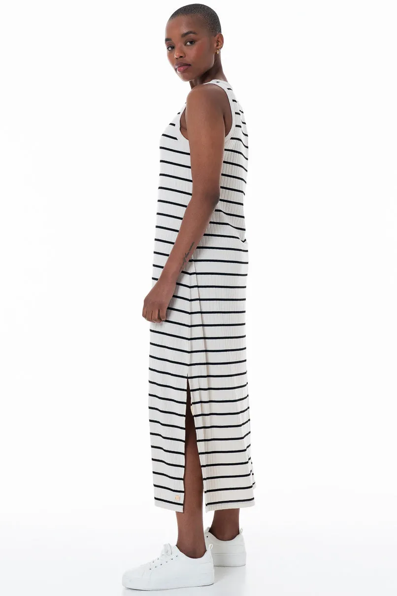 Striped Midi Dress _ 152163 _ Stone