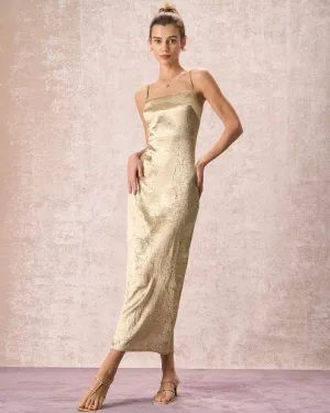 The Apricot Sleeveless Split Satin Maxi Dress