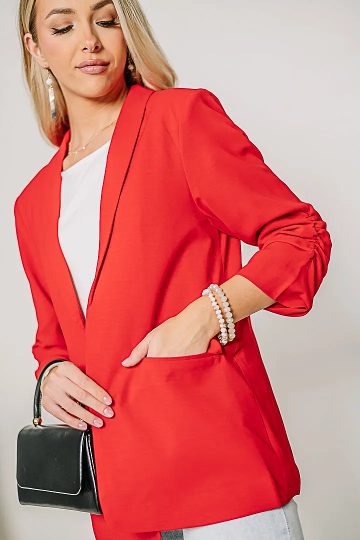 The Open Road Ruched Sleeve Blazer