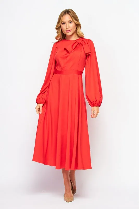 Tomato Red Long Sleeve Dress