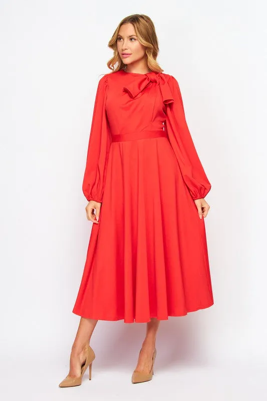 Tomato Red Long Sleeve Dress