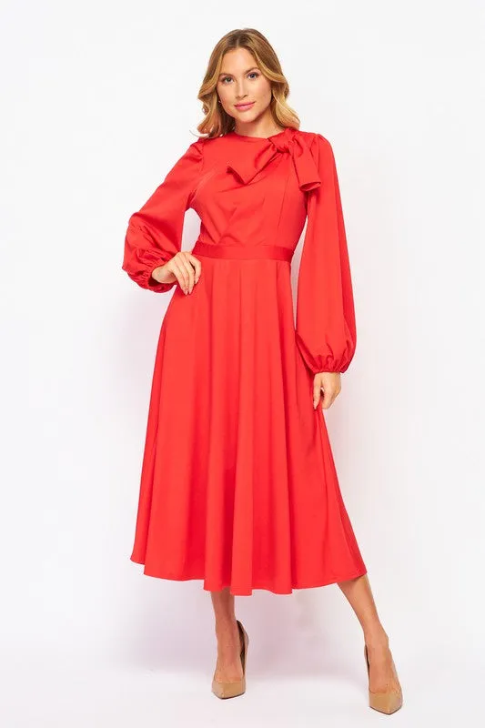 Tomato Red Long Sleeve Dress