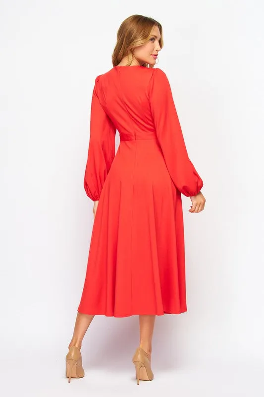 Tomato Red Long Sleeve Dress