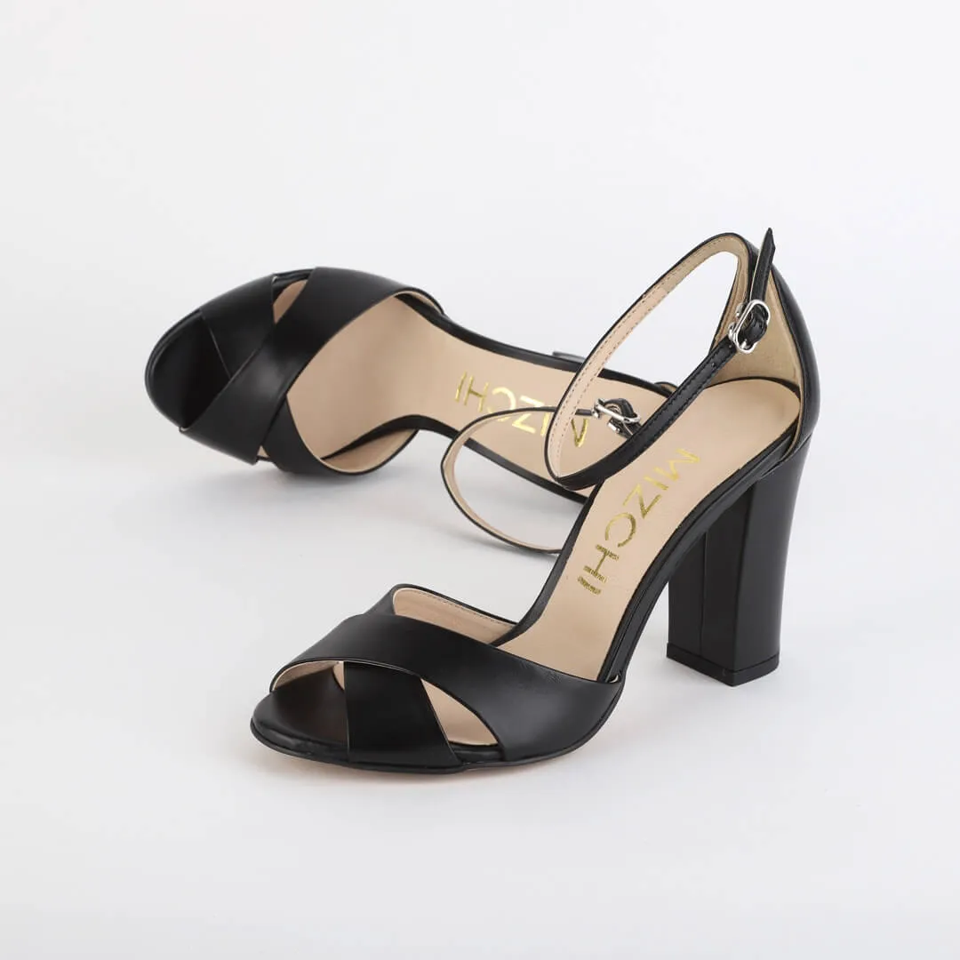 *UK size 2.5 - ALOVE  LEATHER - gold, 9cm heels