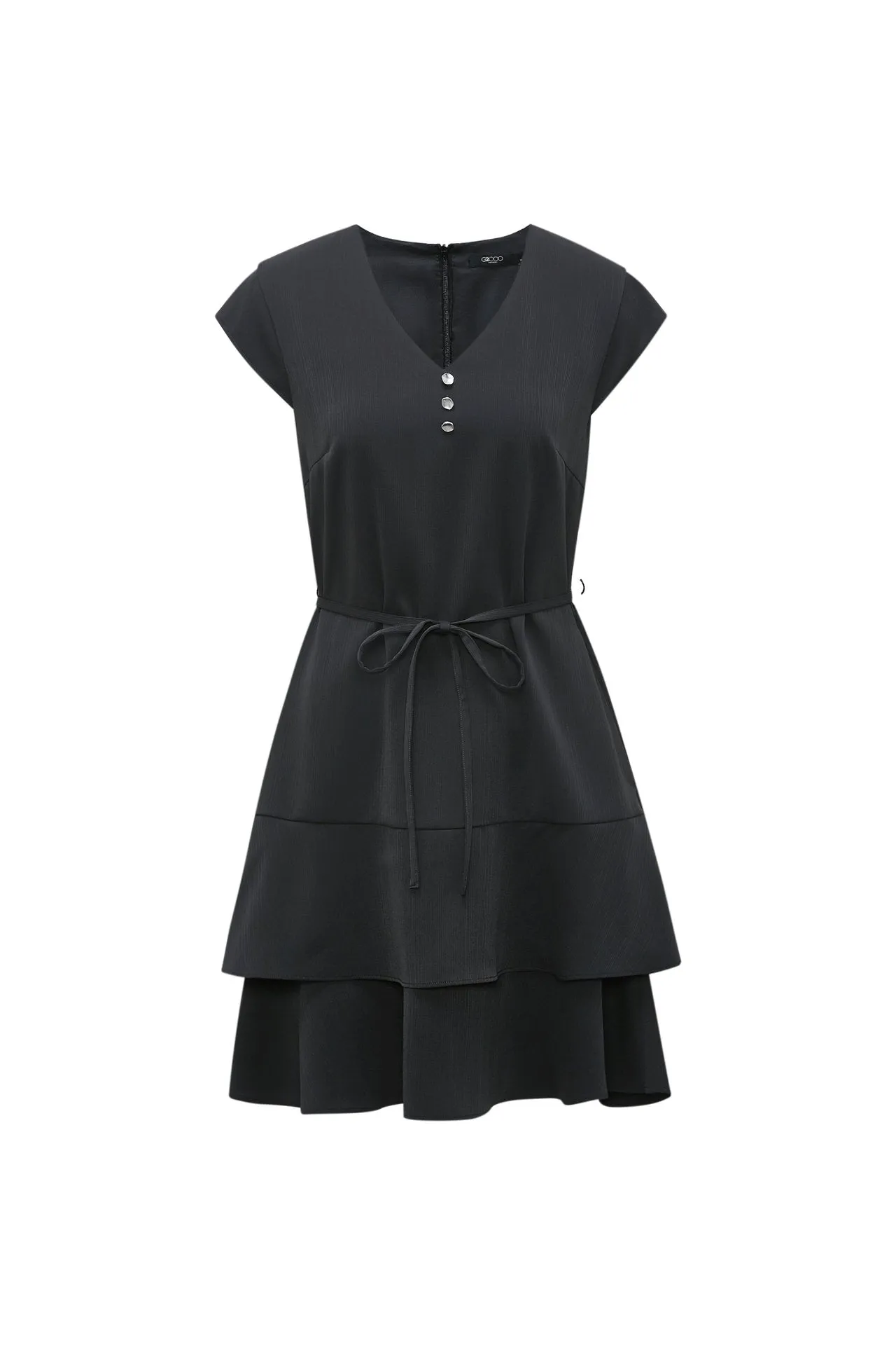 V-Neck Cap Sleeves Fit & Flare Dress