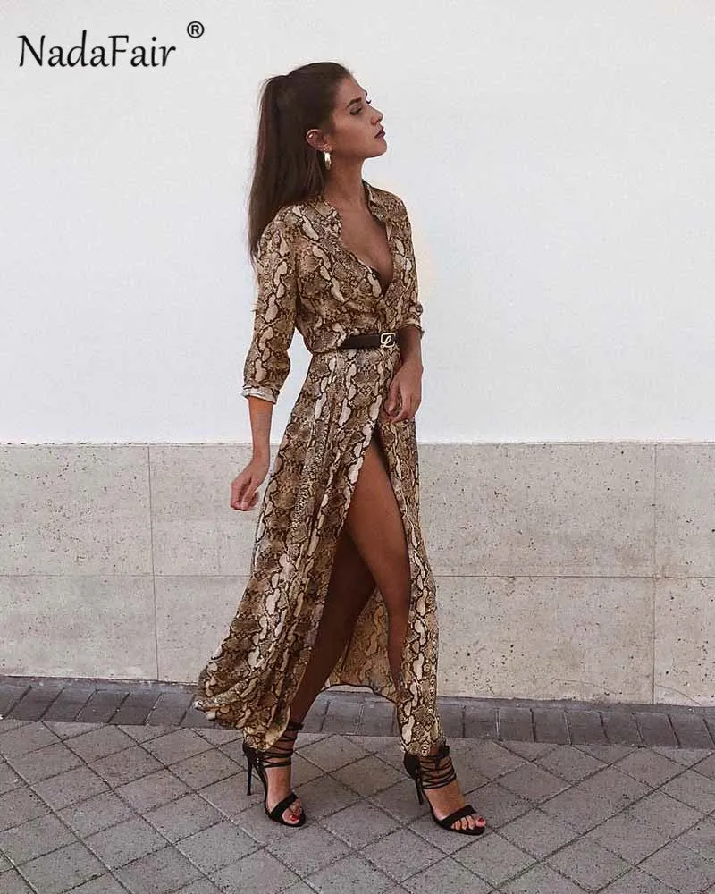 VenusFox Vintage snake print long dress