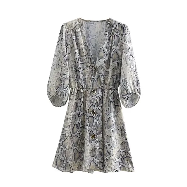 VenusFox Vintage Snake Skin Print Mini Dress