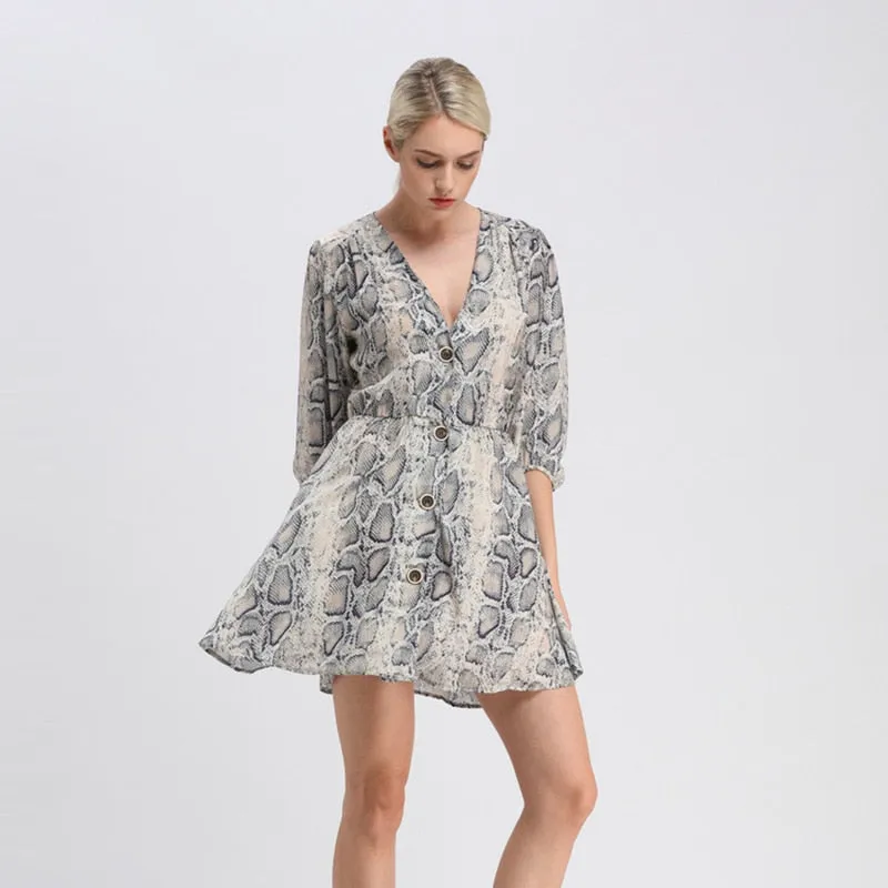 VenusFox Vintage Snake Skin Print Mini Dress