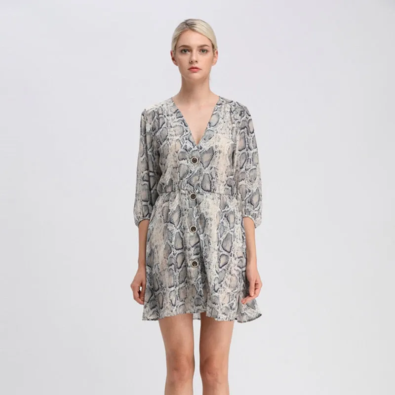 VenusFox Vintage Snake Skin Print Mini Dress