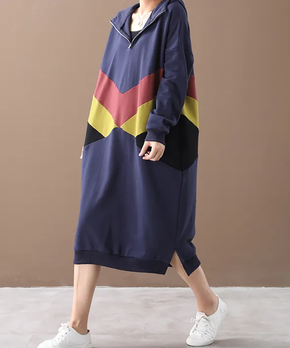 Women Dresses Casual Cotton Hooded Women Dresses Long Sleeve WG97215