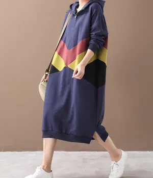 Women Dresses Casual Cotton Hooded Women Dresses Long Sleeve WG97215